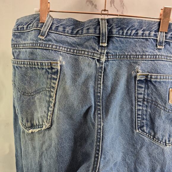 Carhartt Jeans Mens 38 X 30 Denim Relaxed Fit Medium Wash Straight Destroyed - Picture 6 of 11